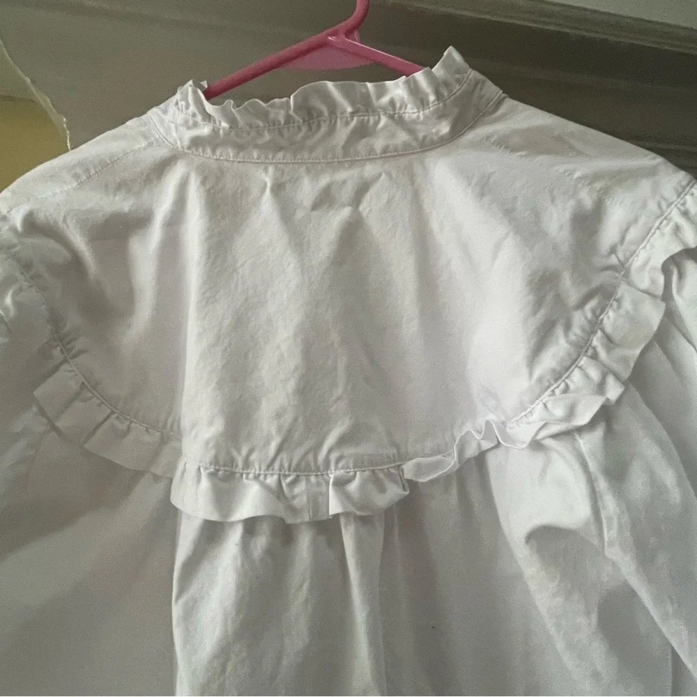 Emerson Fry White Poplin Victorian-Style Ruffle Blouse - Picture 8 of 11